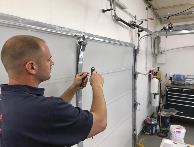 Before and after garage door dent repair by Monterey Park Garage Door Repair in Monterey Park