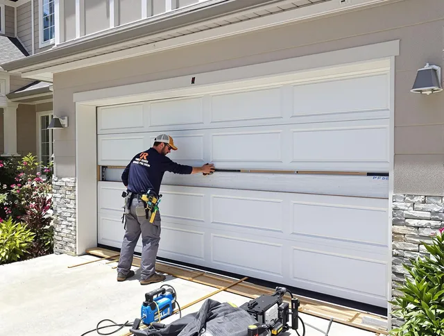 Monterey Park Garage Door Repair team performing complete garage door replacement at Monterey Park residence