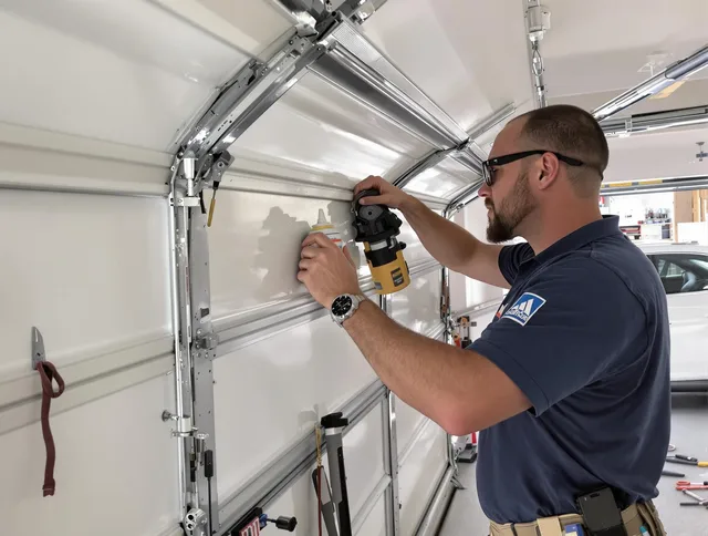 Monterey Park Garage Door Repair technician quieting a noisy garage door in Monterey Park